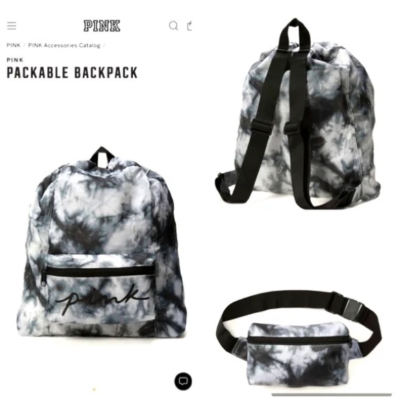Victoria's Secret PINK Packable Backpack Fanny Pack Tie Dye *Never Used!* - Picture 4 of 4